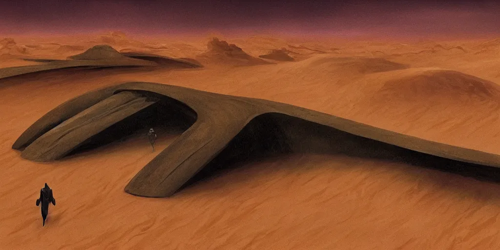 Image similar to dune composition idea concept art, denis villeneuve, greg fraiser