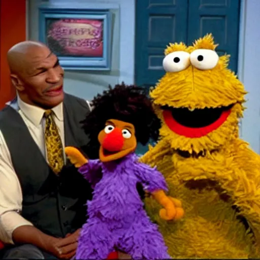 Prompt: mike tyson on sesame street