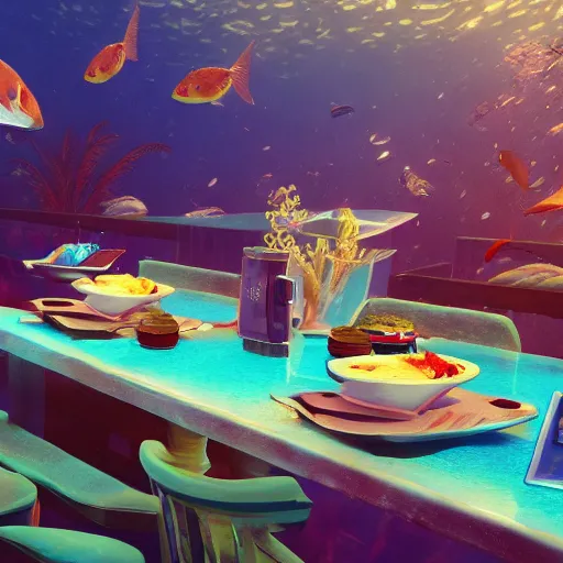 Image similar to cafe rio, underwater, trending on artstation, 4 k