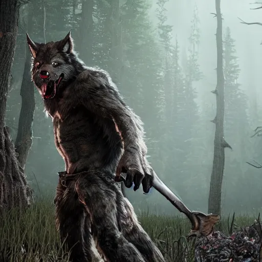 Image similar to werewolf from van helsing unreal engine hyperreallistic render 8k character concept art forest masterpiece