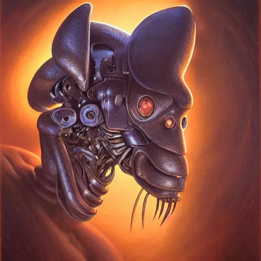 Prompt: cinematic bust portrait of beautiful cute animal from left, head and chest only, exotic alien features, robotic enhancements, desaturated, Tim Hildebrandt, Wayne Barlowe, Bruce Pennington, donato giancola, larry elmore, oil on canvas, masterpiece, trending on artstation, featured on pixiv, cinematic composition, dramatic pose, beautiful lighting, sharp, details, hyper-detailed, HD, HDR, 4K, 8K