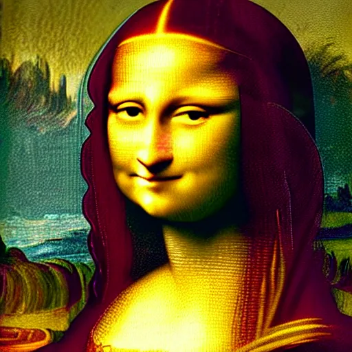 Prompt: anthro cat painting mona lisa da vinci face close up high quality 🐱