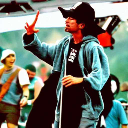 Prompt: Yoda Performing at Woodstock 99 with The Beastie Boys