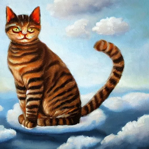 Image similar to 🐱 🌩 ❄ ☁, oil painting