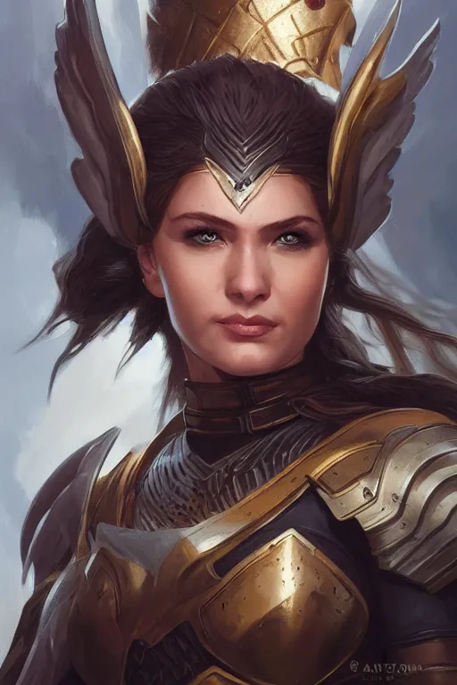 Image similar to amazon valkyrie athena, d & d, fantasy, portrait, highly detailed, headshot, digital painting, trending on artstation, concept art, sharp focus, illustration, art by artgerm and greg rutkowski and magali villeneuve