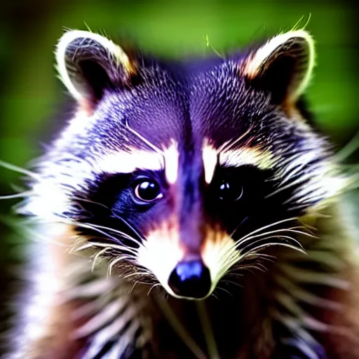 Image similar to a portrait photo of a beautiful racoon planning a party