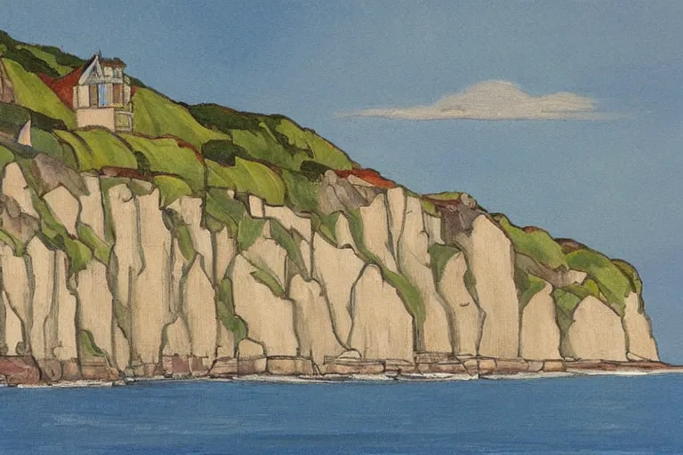 Image similar to seaside cliffs in the style of art nouveau