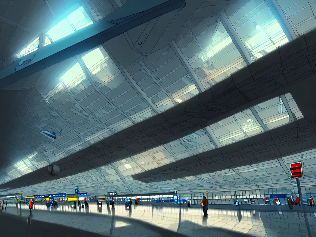 Prompt: I get to the airport, detailed illustration, digital painting, trending on artstation