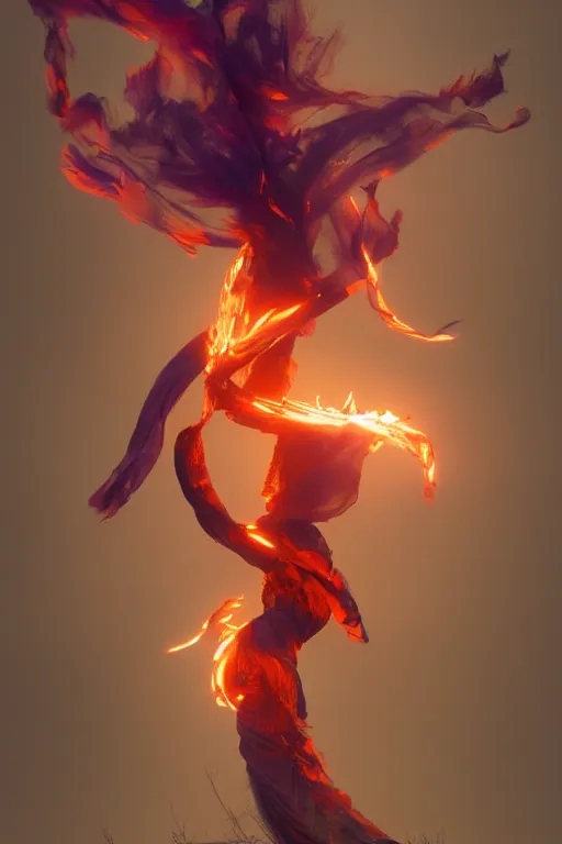 Image similar to swirly fire dancer in the wind by artgem and greg rutkowski, light cone, reimagined by industrial light and magic