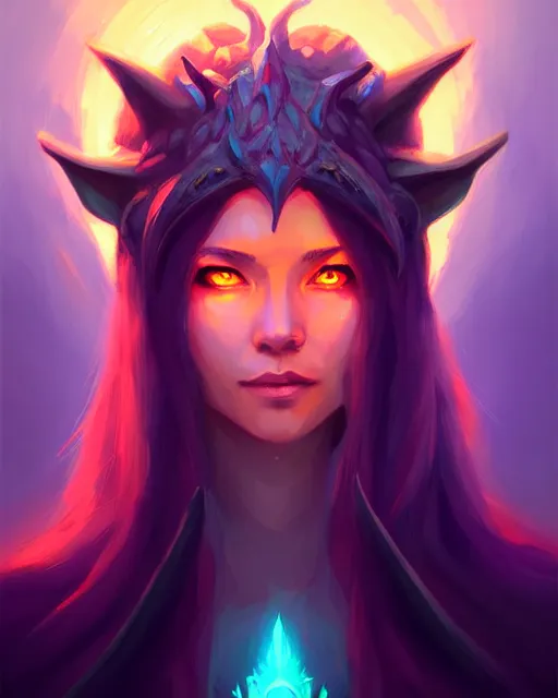 Prompt: dragon priestess portrait by sylvain sarrailh, anato finnstark, artstation, radiant halo of light