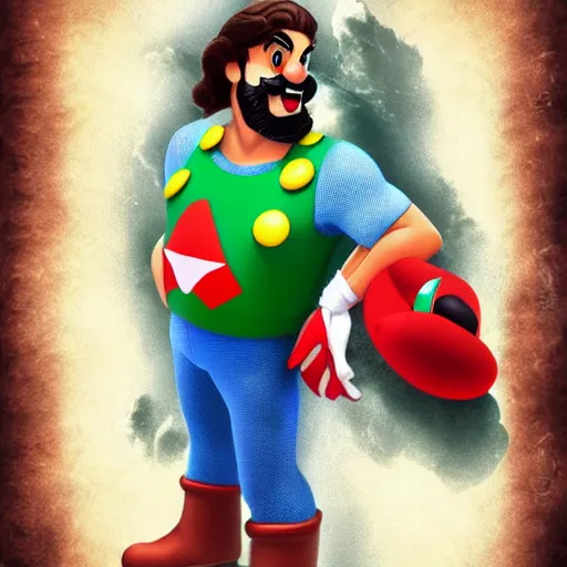 Prompt: Jason Momoa as Super Mario with a huge grin, highly detailed digital art-n 9