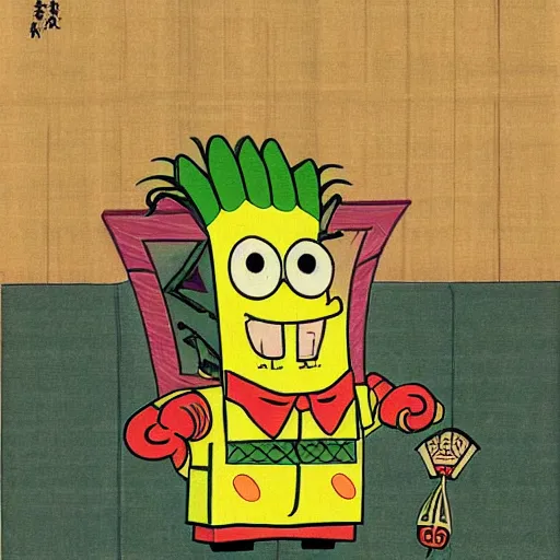Image similar to portrait of spongebob squarepants, edo style