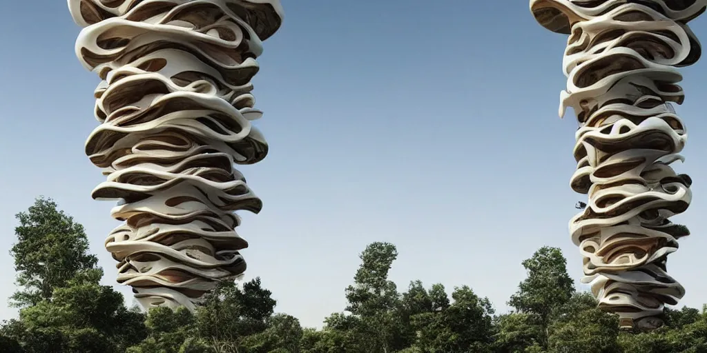 Image similar to sinuous mushroom tower residence