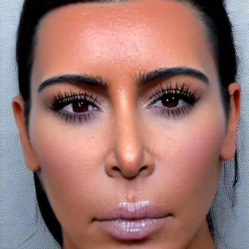 Image similar to sad kim kardashian mugshot, 8 k