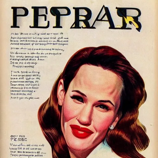 Image similar to “Jennifer Garner portrait, color vintage magazine illustration 1950”