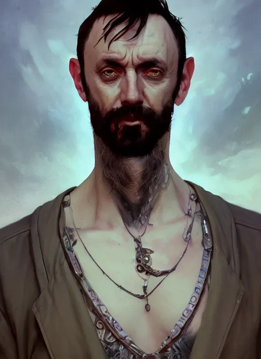 Image similar to highly detailed portrait of adam nergal darski in gta v, stephen bliss, unreal engine, fantasy art by greg rutkowski, loish, rhads, ferdinand knab, makoto shinkai and lois van baarle, artgerm, pixar, ilya kuvshinov, rossdraws, tom bagshaw, global illumination, radiant light, detailed and intricate environment