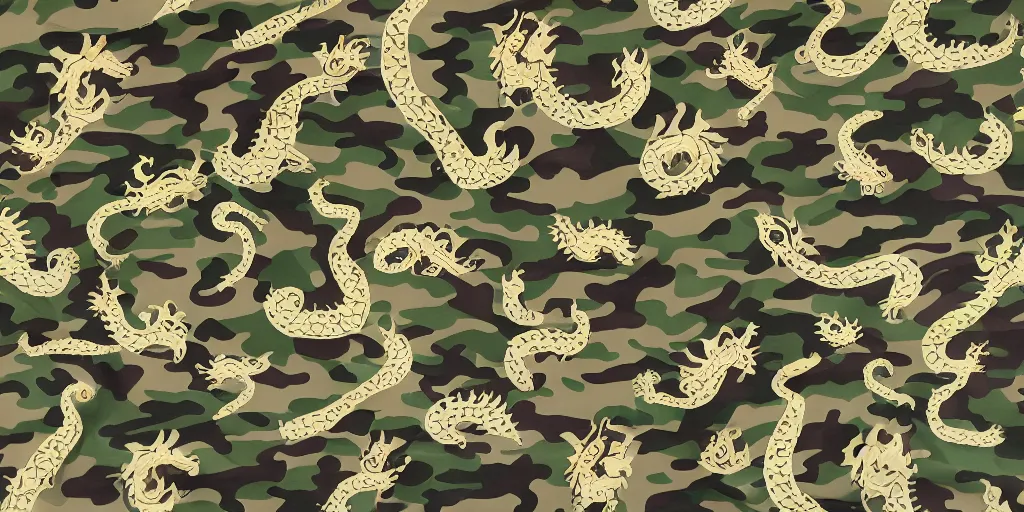 Image similar to fabric, camo pattern with dragons