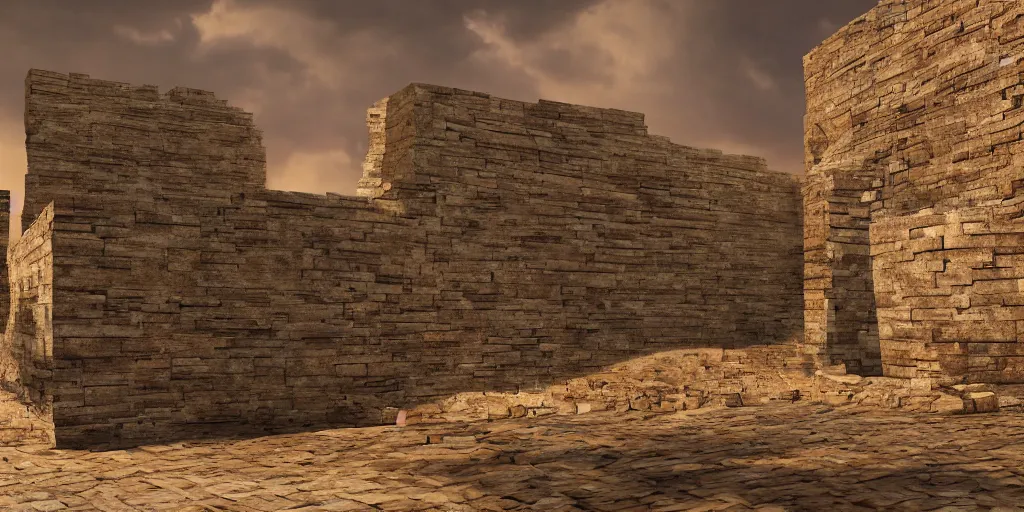 Prompt: beautiful matte painting of giant wall made from stone bricks by blizard entertainment, 8 k, cinematic dramatic atmosphere, dramatic lighting