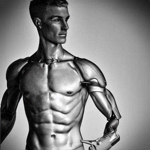 Prompt: “a realistic detailed photo of a guy who is an attractive humanoid who is half robot and half humanoid, who is a male android, fitness model Ryan Dengler, shiny skin, posing like a statue, blank stare”