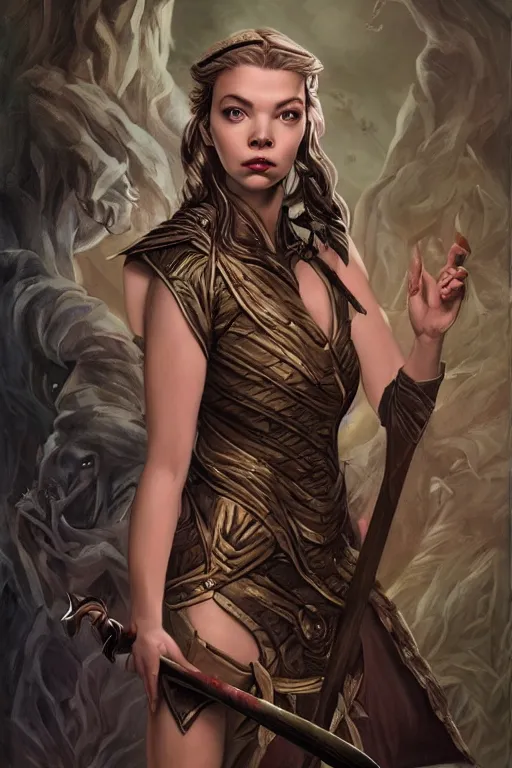 Image similar to A fantasy comic book style, portrait painting of, Anya Taylor-Joy, composite hybrid, Cory Chase, as a youthful, Reptilian, Atlantean Warrior, Mystical Valkyrie, Modest light Armor, Sword, Sheild, Spear, François Boucher, Oil Painting, unreal 5, DAZ, hyper-realistic, Photorealistic, octane render, Regal, Refined, Coherent, Detailed Digital Art, RPG portrait, William-Adolphe Bouguereau, Michael Cheval, Walt Disney (1937), Steampunk, Golden dappled dynamic lighting, Highly Detailed, Theophanic atmosphere, Cinematic Lighting, Unreal Engine, 8k, HD