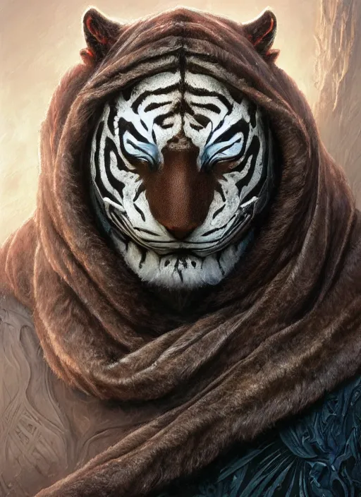 Prompt: cyber tiger downtown cn tower mf doom tiger eyes, wet metal fur. intricate, elegant, highly detailed, centered, digital painting, artstation, concept art, smooth, sharp focus, illustration, artgerm, tomasz alen kopera, peter mohrbacher, donato giancola, joseph christian leyendecker, wlop, frank frazetta