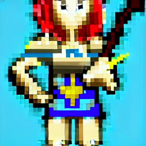 Image similar to pixel art of girl with sword, nintendo