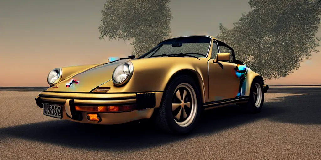 Prompt: photorealistic, 1974 PORSCHE 911, roadster, by Pete Biro, intricate artwork, octane render, cinematic, hyper realism, golden hour, octane render, 8k, depth of field, bokeh. chrome accents,