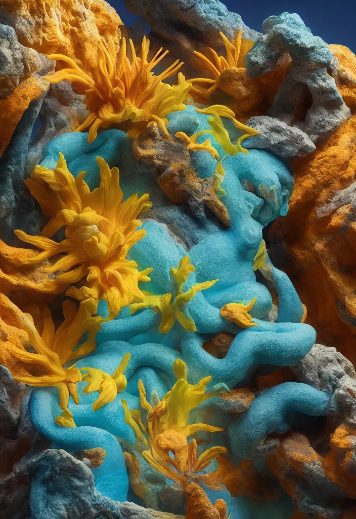 Prompt: nudibranch, uakai monkey, complementary colors. national geographic. 8k, rendered in octane, smooth gradients. soft natural volumetric cinematic light. subsurface scattering. sculpture by antonio canova.