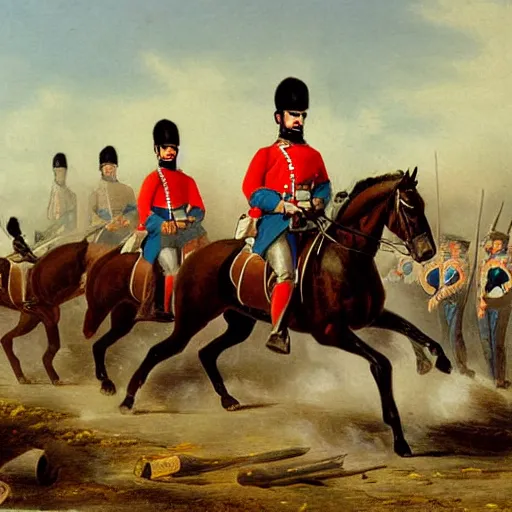 Prompt: cavalry of Robert E Lee, american civil war style painting (1862)