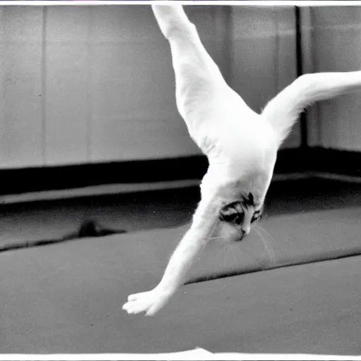 Image similar to 35mm Kodak photos of beautiful cats doing gymnastics