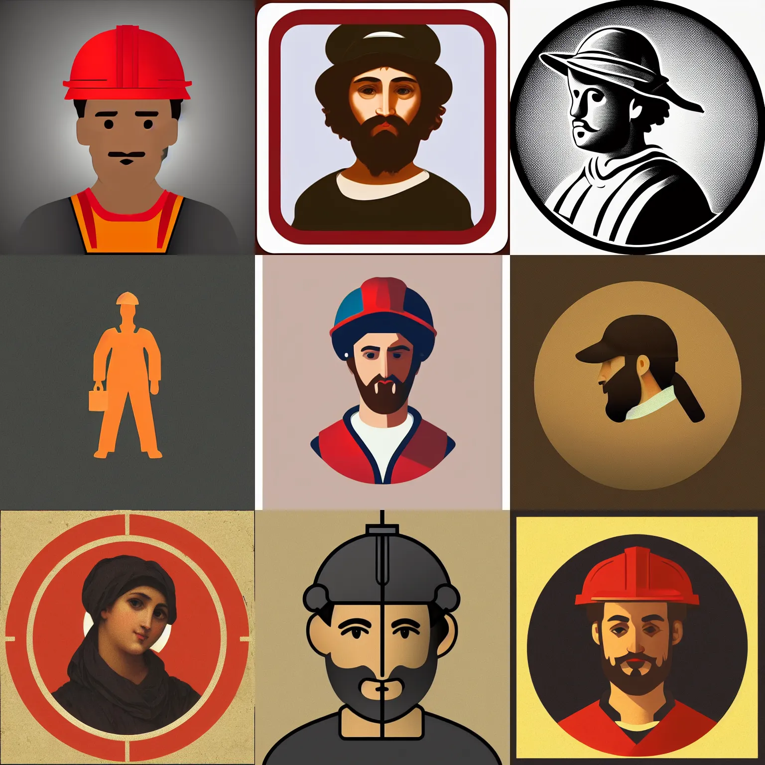 Prompt: icon of warehouse worker stylized minimalist from behance, ios, by william - adolphe bouguereau