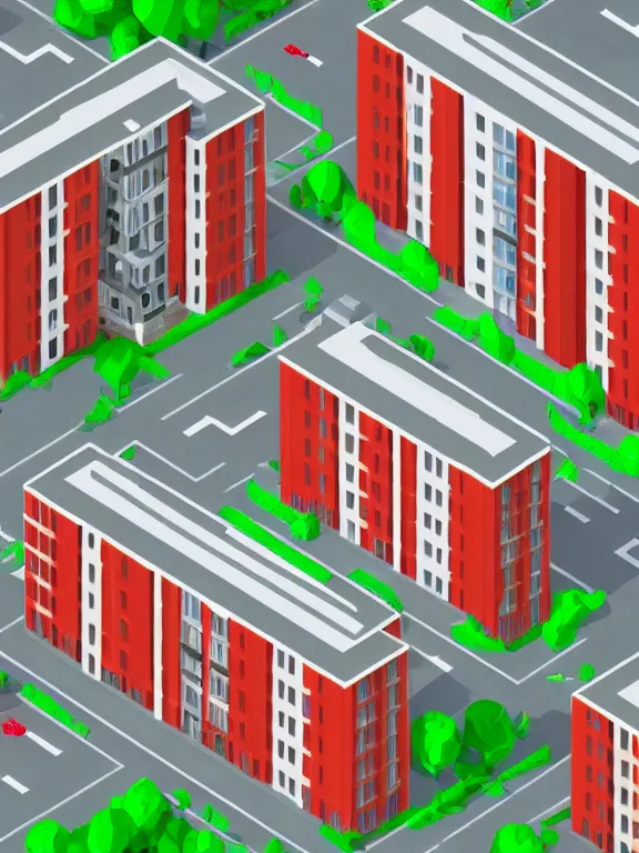 Image similar to Photo of Soviet apartment building, isometric, pixelart