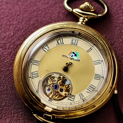 Image similar to a macro photo of a golden pocket watch