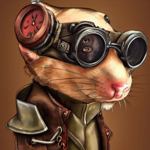 Image similar to a rat with steampunk googles, by Artstation