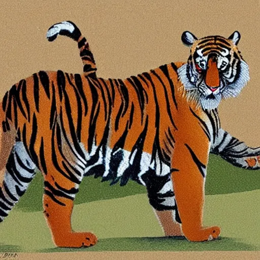 Image similar to “a cartoon of a tiger exercising”