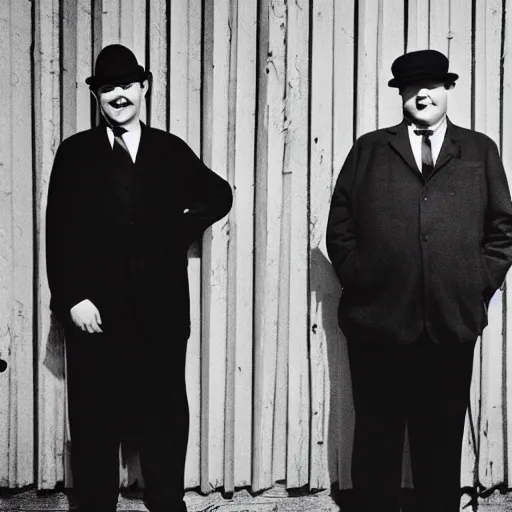 Prompt: boards of canada as laurel and hardy promotional photo