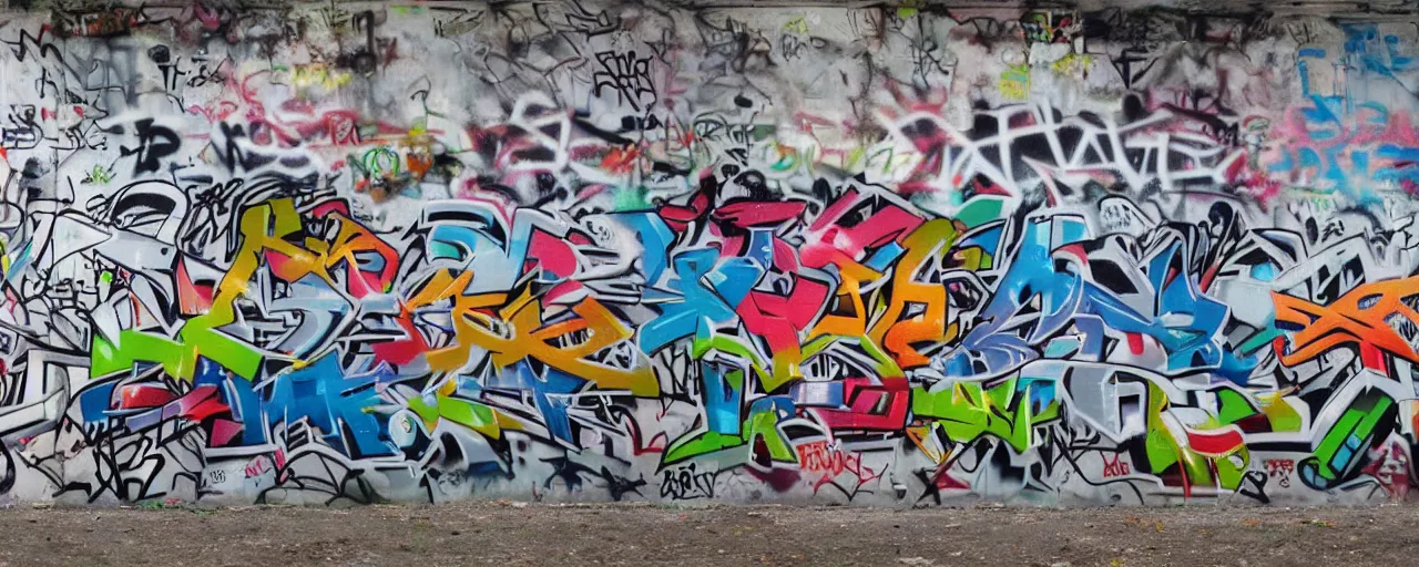 Image similar to a wall with lot of graffiti