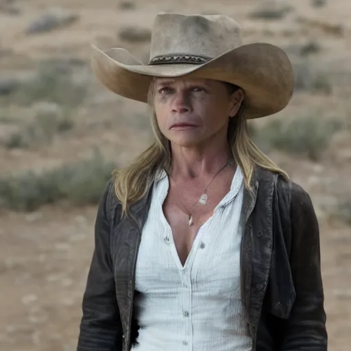 Image similar to linda hamilton as dolores in season 3 of westworld