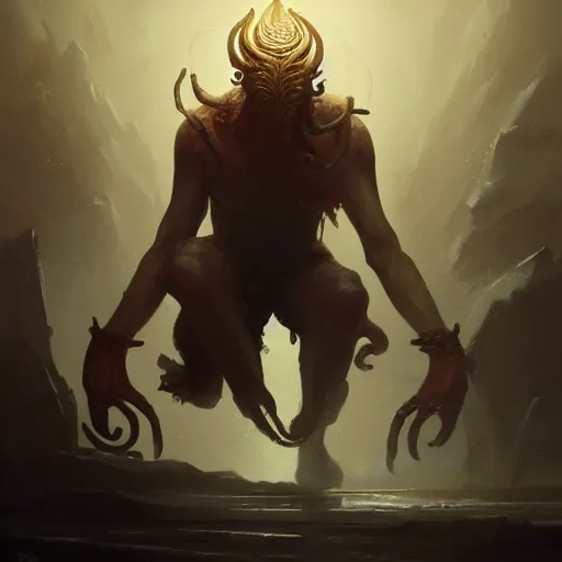 Image similar to nyarlathotep, dramatic light, painted by stanley lau, painted by greg rutkowski, painted by stanley artgerm, digital art, trending on artstation