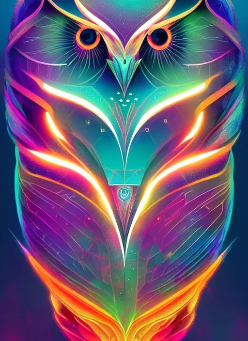 Image similar to symmetry!! product render poster vivid colors divine proportion owl, scifi, glowing fog intricate, elegant, highly detailed, digital painting, artstation, concept art, smooth, sharp focus, illustration,