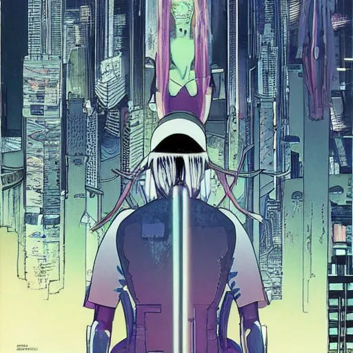 Image similar to Ghost in the shell. Moebius, cyberpunk, masterpiece