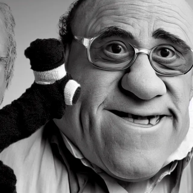 Prompt: danny devito as a sock puppet