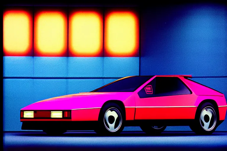 Prompt: designed by giorgetto giugiaro stylized poster of a single 1 9 8 8 mark ii supra concept, thick neon lights, ektachrome photograph, volumetric lighting, f 8 aperture, cinematic eastman 5 3 8 4 film