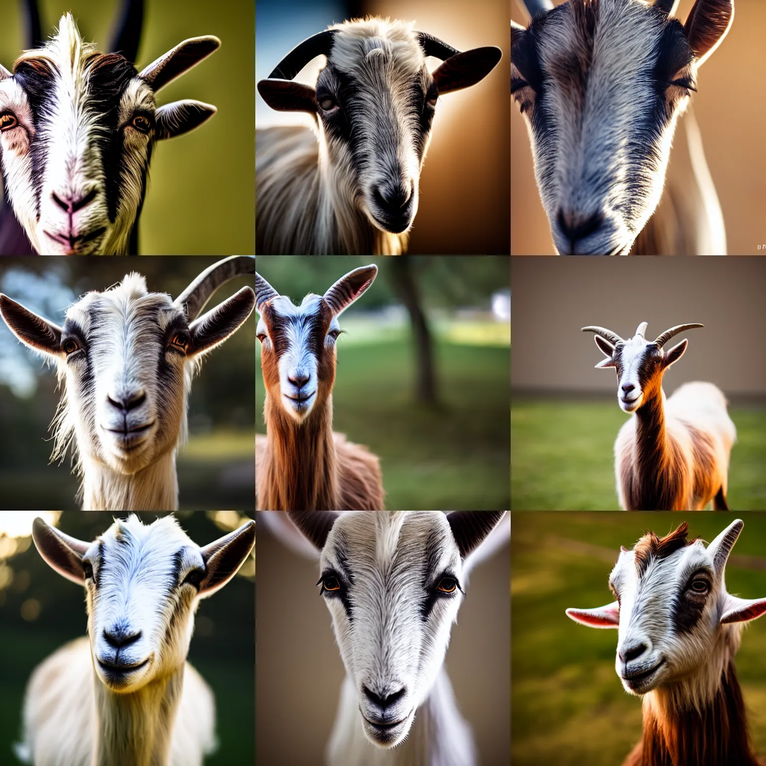 Prompt: beautiful photogenic female goat, dramatic lighting, 8 k, bokeh