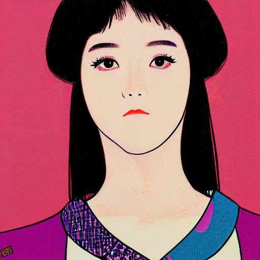 Prompt: a portrait of a girl, japanese 8 0 s pop color scheme