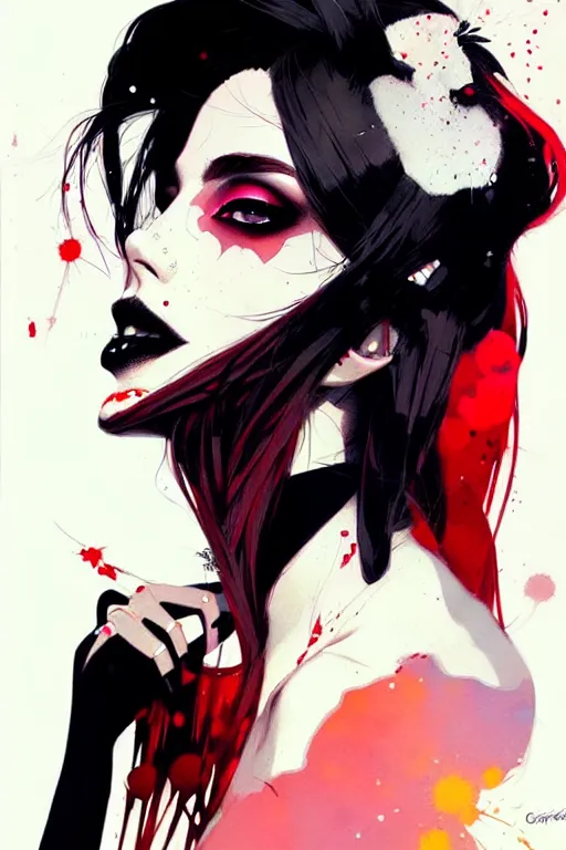 Prompt: a ultradetailed beautiful painting of a stylish goth girl, by conrad roset and greg rutkowski, trending on artstation