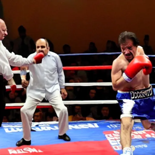 Image similar to Imran Khan beating up Nawaz sharif in a boxing match