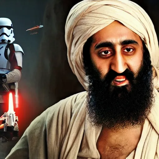 Image similar to osama bin laden in star wars episode, 8k resolution, full HD, cinematic lighting, award winning, anatomically correct