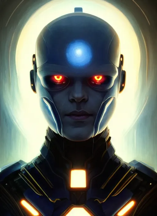 Image similar to Symmetry!! portrait of apocalypse from the X-men, sci-fi armour, tech wear, glowing lights!! sci-fi, intricate, elegant, highly detailed, digital painting, artstation, concept art, smooth, sharp focus, illustration, art by artgerm and greg rutkowski and alphonse mucha