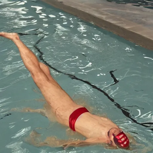 Image similar to jesus on his cross swimming in a pool